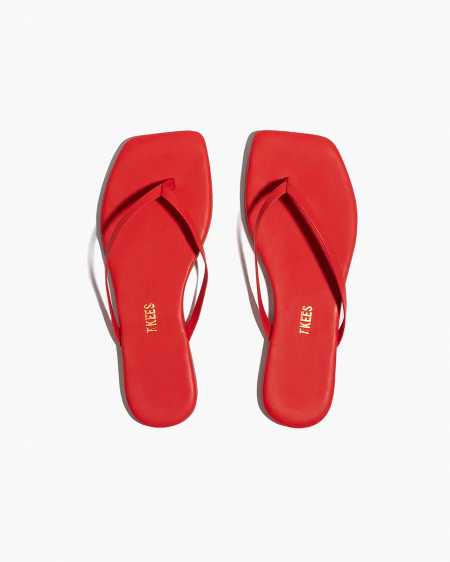 Square Toe Lily - Red Flip Flops And Socks