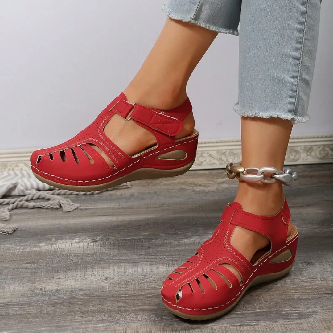 Airfleek Arch Support Wide Toe Box Closed Toe Sandals Plantar Fasciitis Sandals