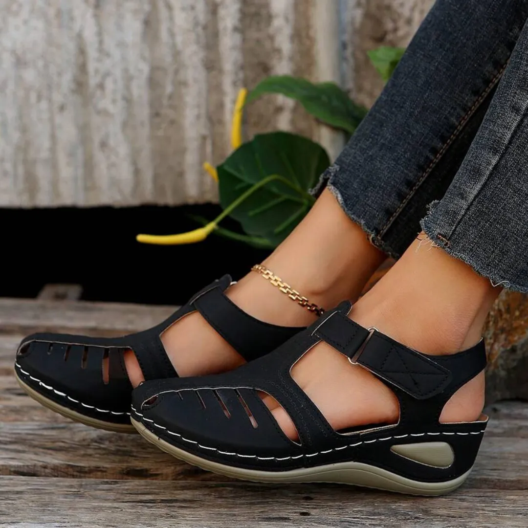 Airfleek Arch Support Wide Toe Box Closed Toe Sandals Shoes With Sandals