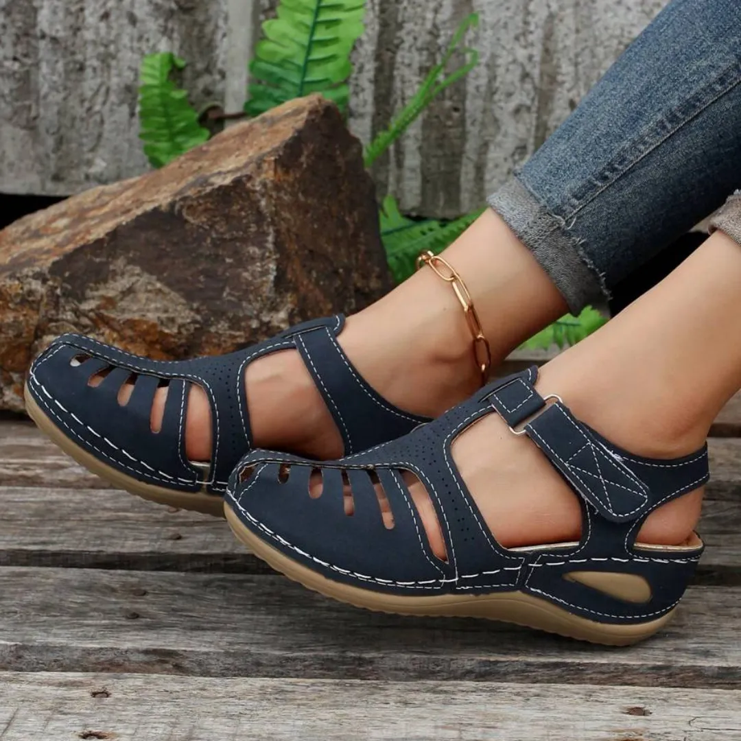 3 Strap Sandals Airfleek Arch Support Wide Toe Box Closed Toe Sandals