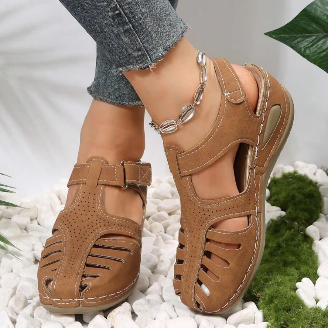 Wedge Sandals Comfort Airfleek Arch Support Wide Toe Box Closed Toe Sandals
