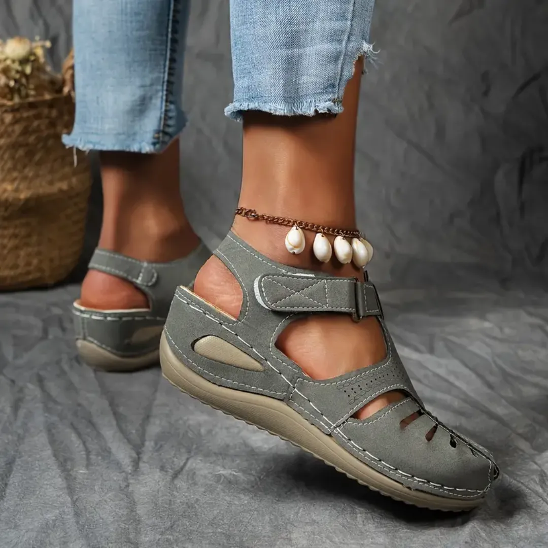 Airfleek Arch Support Wide Toe Box Closed Toe Sandals Shoes Ladies Sandals