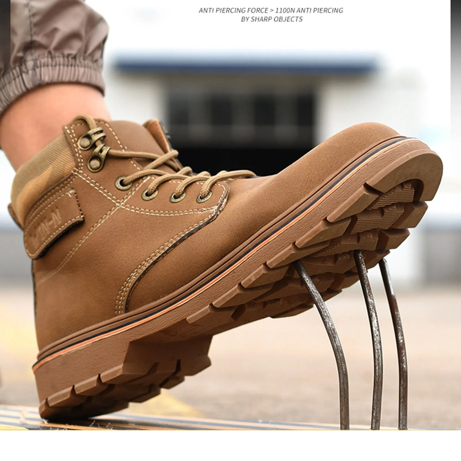 Steel Toe Work Boots for Men Non-Slip Industrial Construction Safety Work Shoes Cool Looking Work Boots