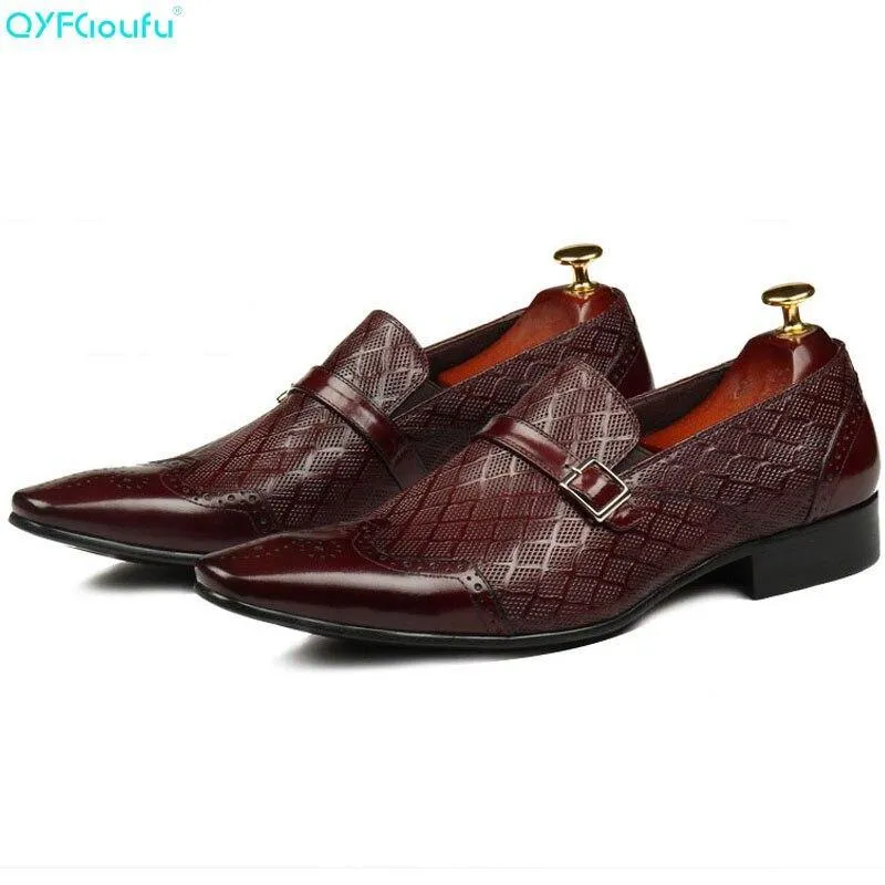 QYFCIOUFU Flat Italy Handmade formal shoes men Fashion Party Wedding Office Male Dress Shoe Genuine Leather oxford shoes for men Best Exercise Shoes For Flat Feet