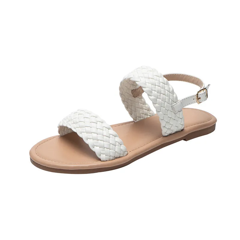 Clear Shoes Flats Women Shoes Summer Weave Sandals Flat Beach Shoes