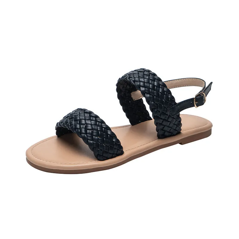 Drop Shoes And Flat Feet Women Shoes Summer Weave Sandals Flat Beach Shoes