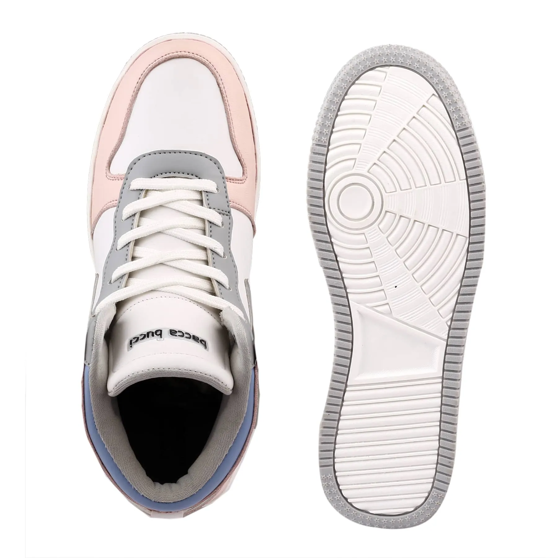 Bacca Bucci Femme High-Top Harmony SneakersElegant Pastel Blue and Pink Women's Lace-Ups Size 14 Sneakers