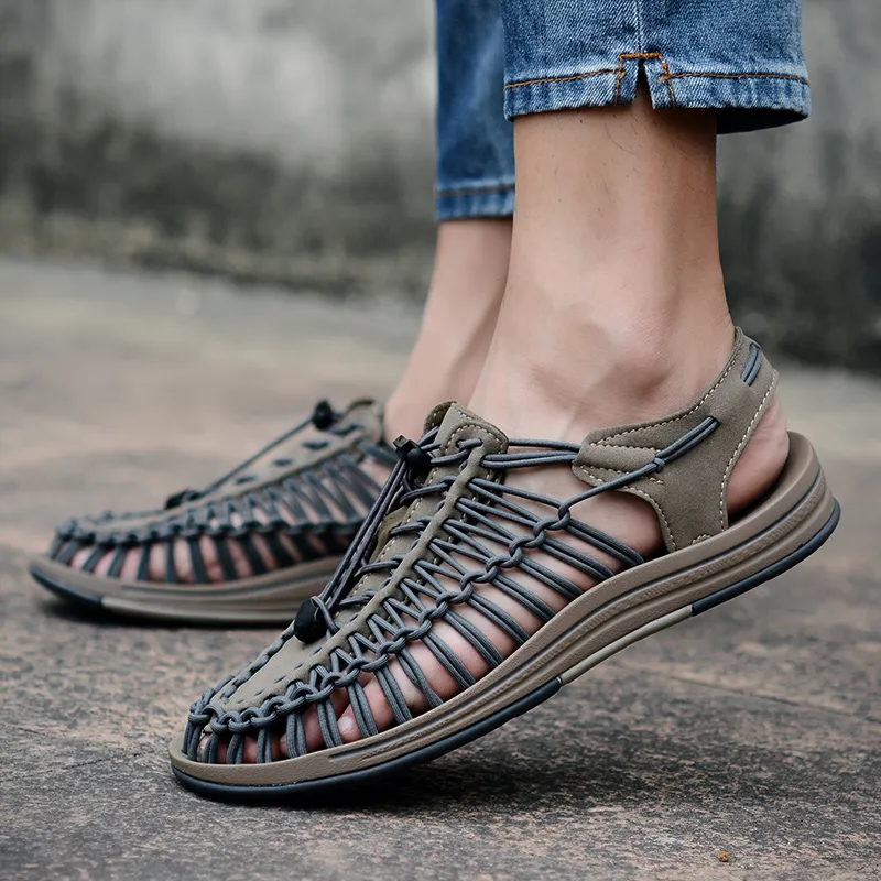 CLEARANCE / Summer Genuine Leather Sandals for Men / Cool Elastic Handmade Shoes Laurieann Sandals