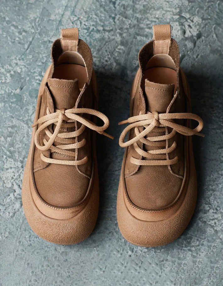 Heel Sneakers Suede Comfortable Casual Leather Flat Boots