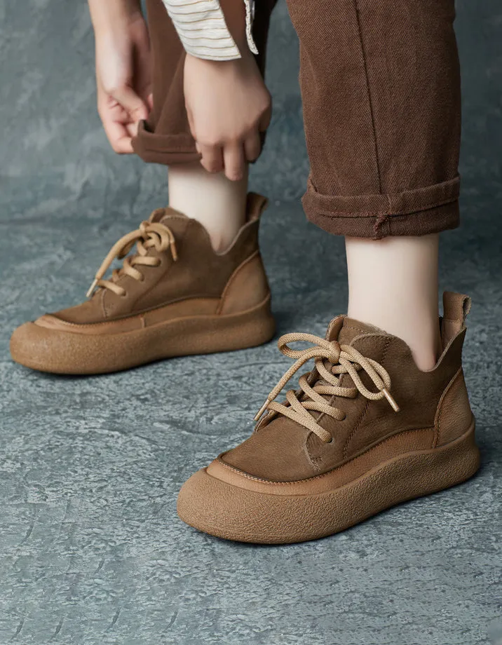 Suede Comfortable Casual Leather Flat Boots Nurses Sneakers