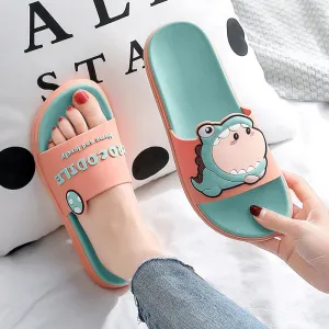 Summer Women Cute Animal Floor Flat Shoes Indoor Flip Flops Non-Slip Bathroom Home Slippers Female Beach Shoe Outrageous Flip Flops