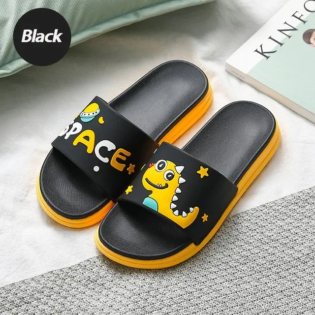 White Sandals Flip Flops Summer Women Cute Animal Floor Flat Shoes Indoor Flip Flops Non-Slip Bathroom Home Slippers Female Beach Shoe