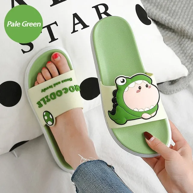 Coastal Flip Flops Summer Women Cute Animal Floor Flat Shoes Indoor Flip Flops Non-Slip Bathroom Home Slippers Female Beach Shoe