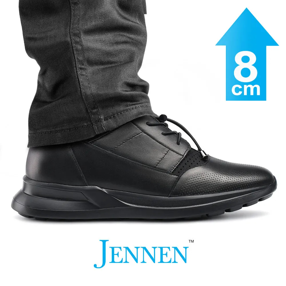 Mr. Joe 8cm | 3.2 inches Casual Lace Up Black Elevator Shoes for Men Sneakers Wellpoint