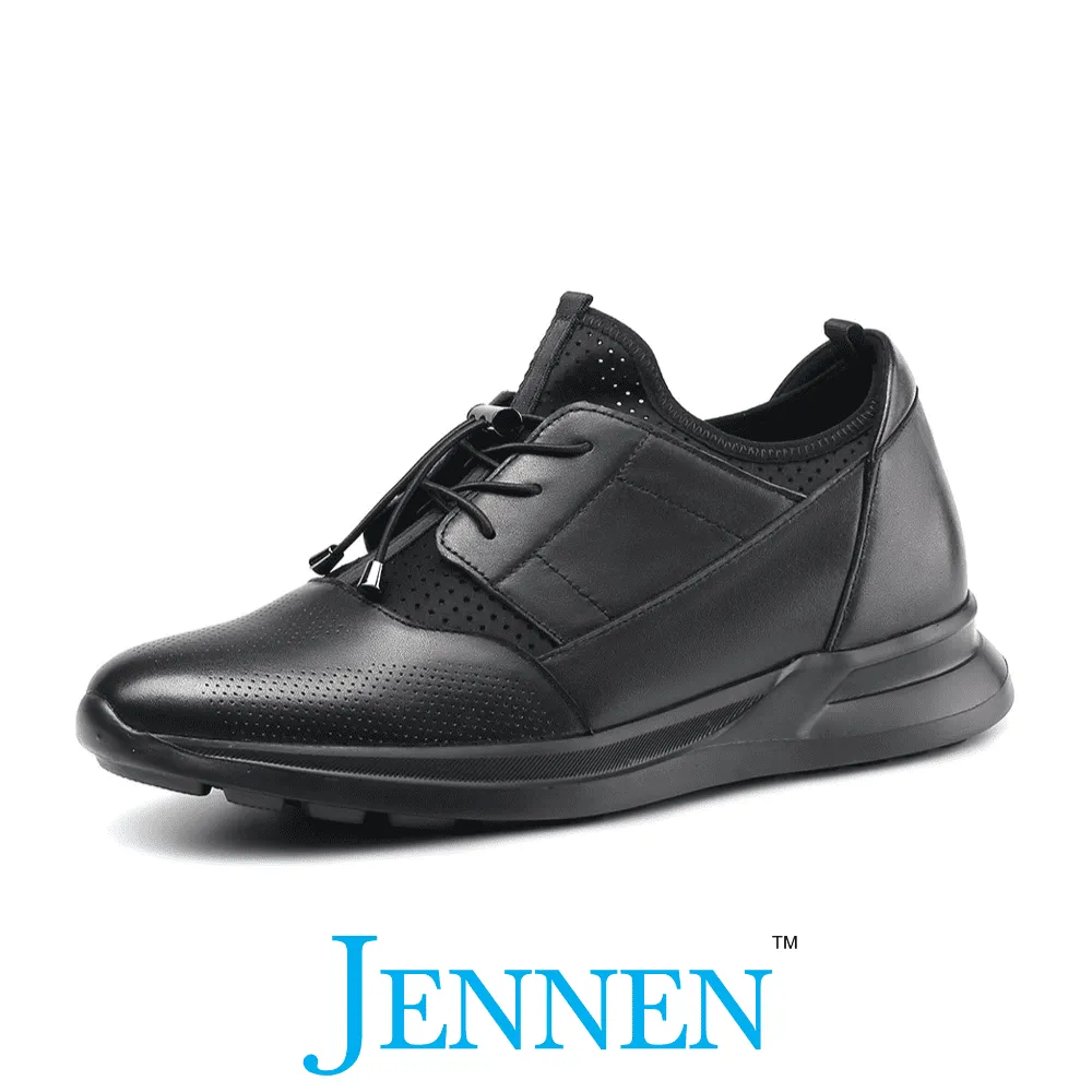 Mr. Joe 8cm | 3.2 inches Casual Lace Up Black Elevator Shoes for Men Cheetah Print Sneakers