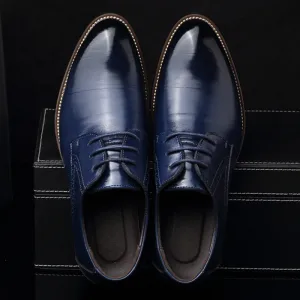 Men's Real Cowhide Leather Oxford Shoes Comfortable Insole Lacing Business Dress Shoes Man Wedding High Quality Shoes Peacock Shoes Flats