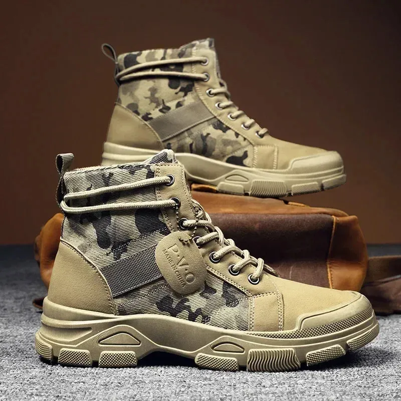 Mass Work Boots Camouflage Boots for Men Autumn Winter Platform Desert Military Boots Outdoor High-top Shoes Men Ankle Boots Buty Robocze Meskie