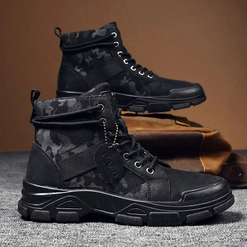 Camouflage Boots for Men Autumn Winter Platform Desert Military Boots Outdoor High-top Shoes Men Ankle Boots Buty Robocze Meskie Most Comfortable Steel Toe Work Boots