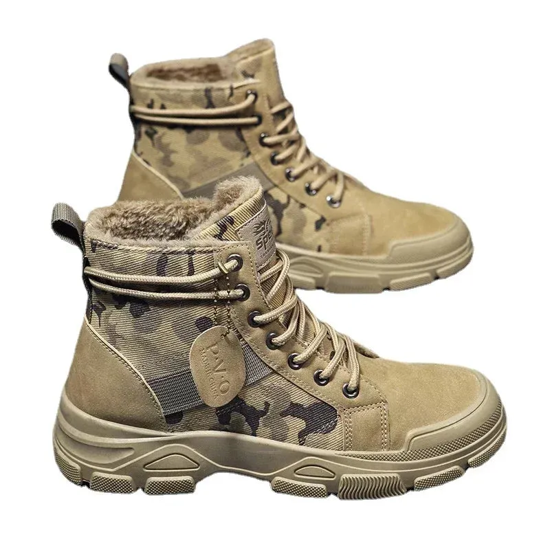 Sierra Steel Square Toe Western Work Boots Camouflage Boots for Men Autumn Winter Platform Desert Military Boots Outdoor High-top Shoes Men Ankle Boots Buty Robocze Meskie