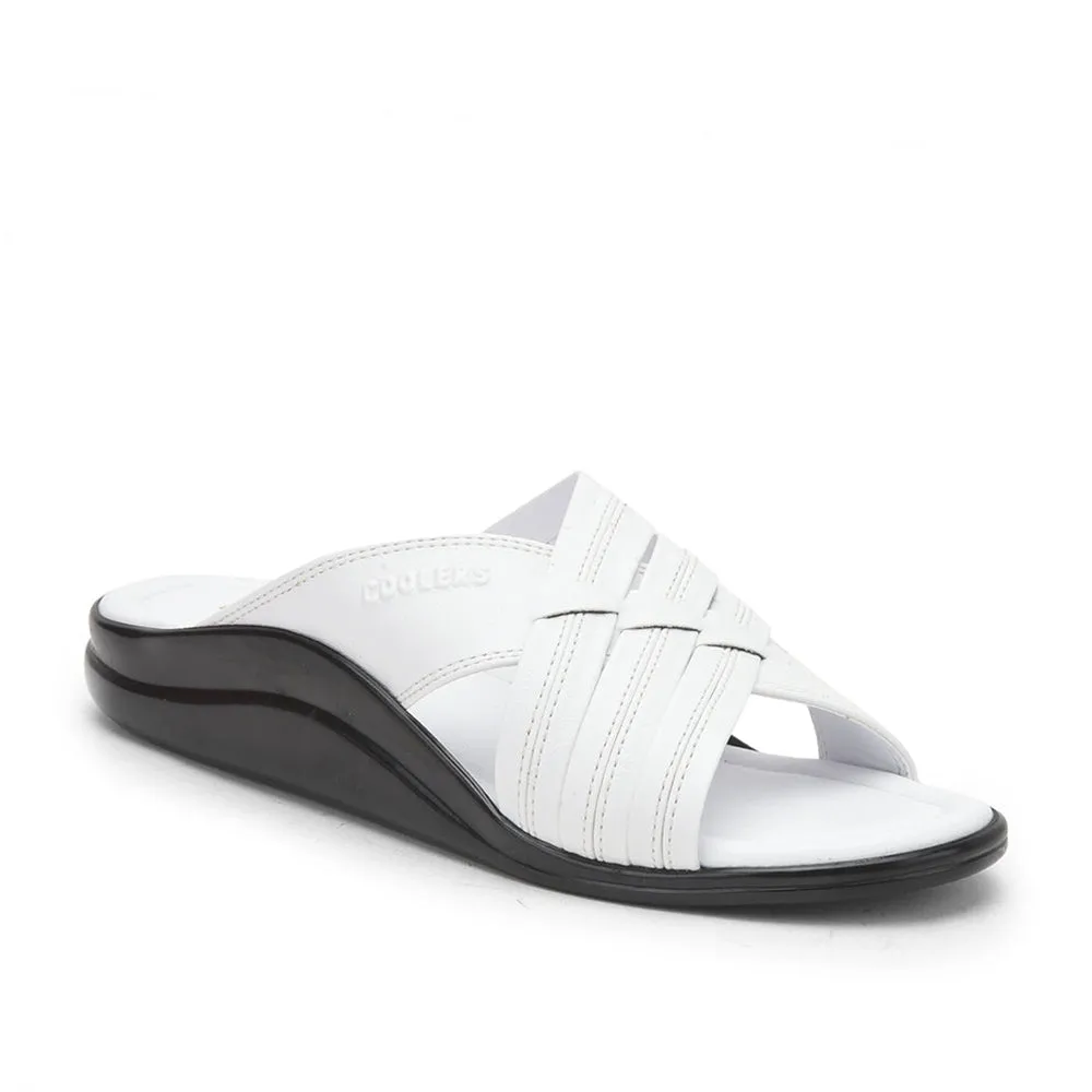 Rainbow Slides Coolers Casual Slippers For Men (White) TAYLOR By Liberty