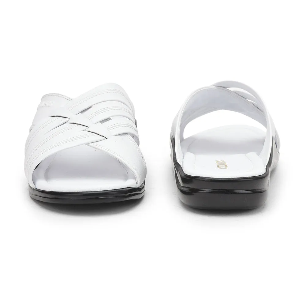 Bath Slippers Coolers Casual Slippers For Men (White) TAYLOR By Liberty