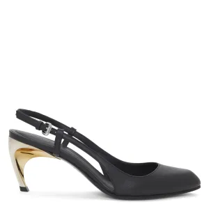 Work Boots Good For Plantar Fasciitis Armadillo Slingback Pump in Black/gold/silver