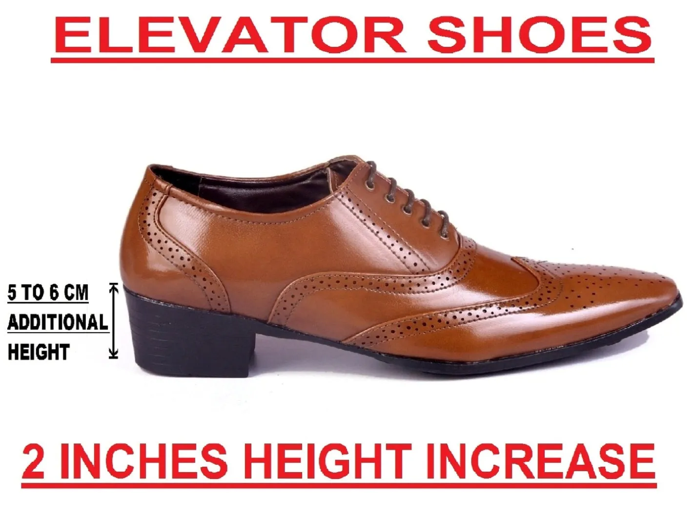 Outlet BXXY  Height Increasing Formal And Office Wear Brogue Shoes For Men