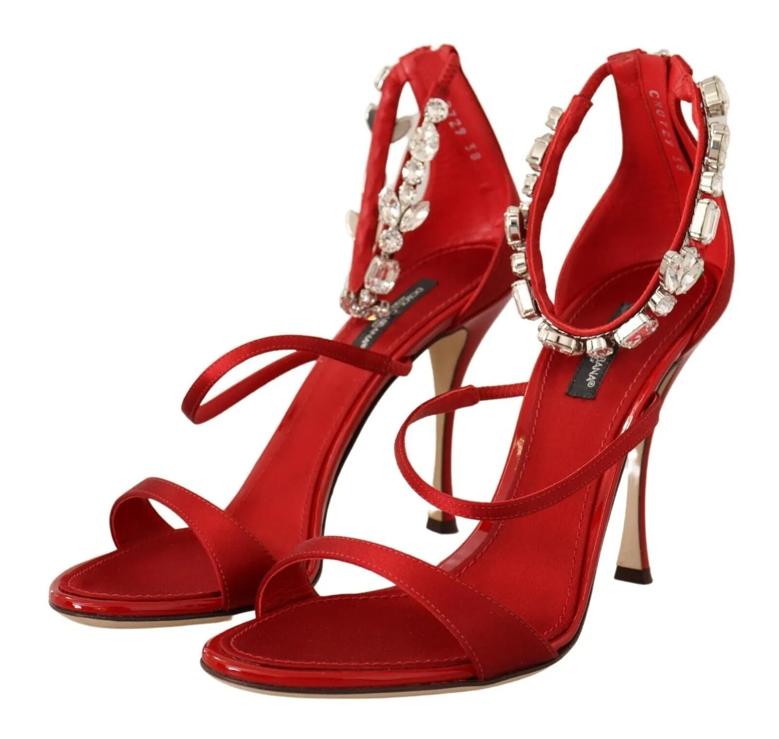 Slides Vs Sandals Dolce & Gabbana Red Satin Crystals Sandals Keira Heels Shoes