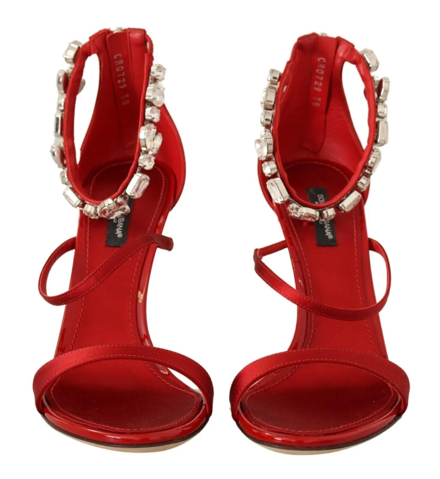 Dolce & Gabbana Red Satin Crystals Sandals Keira Heels Shoes Sandals With A Heel