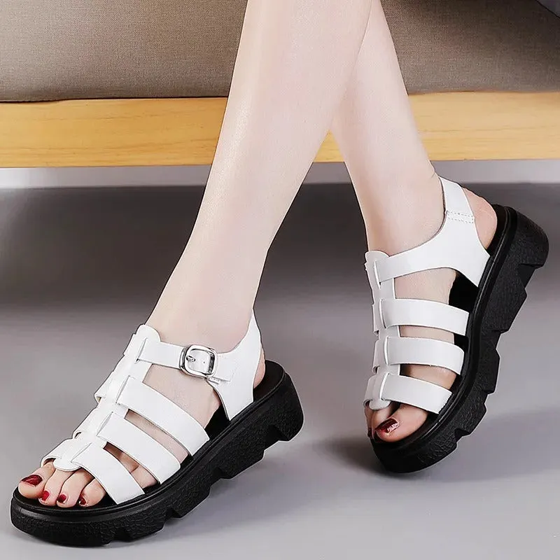 Sandals For Older Hight Sole Strips Style Sandle for Women