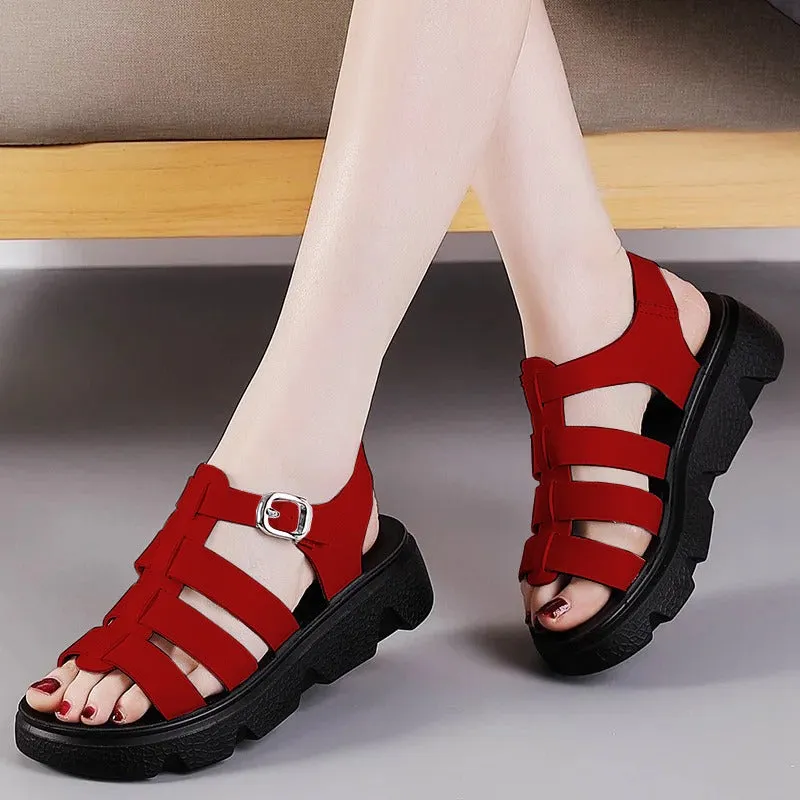Mules Slides Sandals Hight Sole Strips Style Sandle for Women