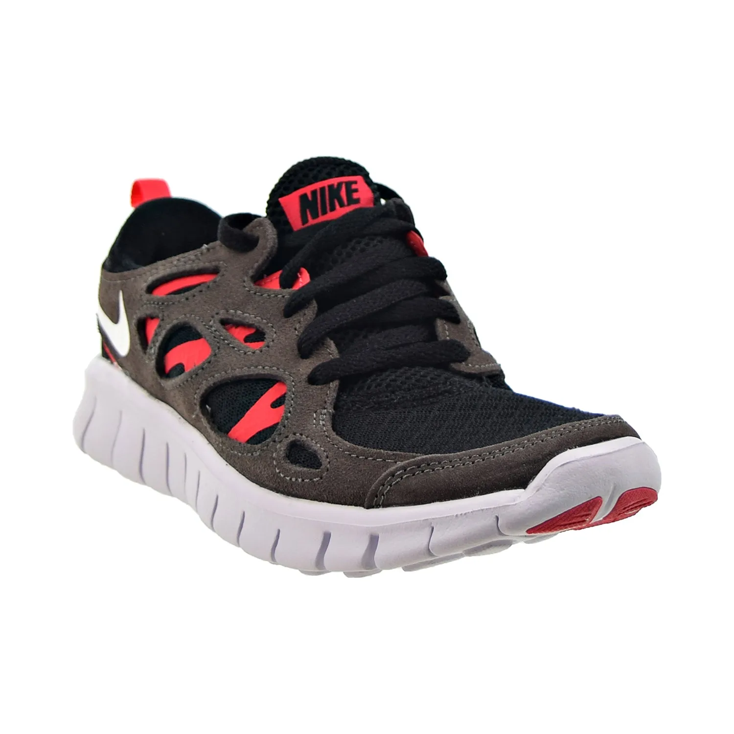 Asics All Black Shoes Nike Free Run 2 (GS) Big Kids' Shoes Black-Siren Red-Medium Ash