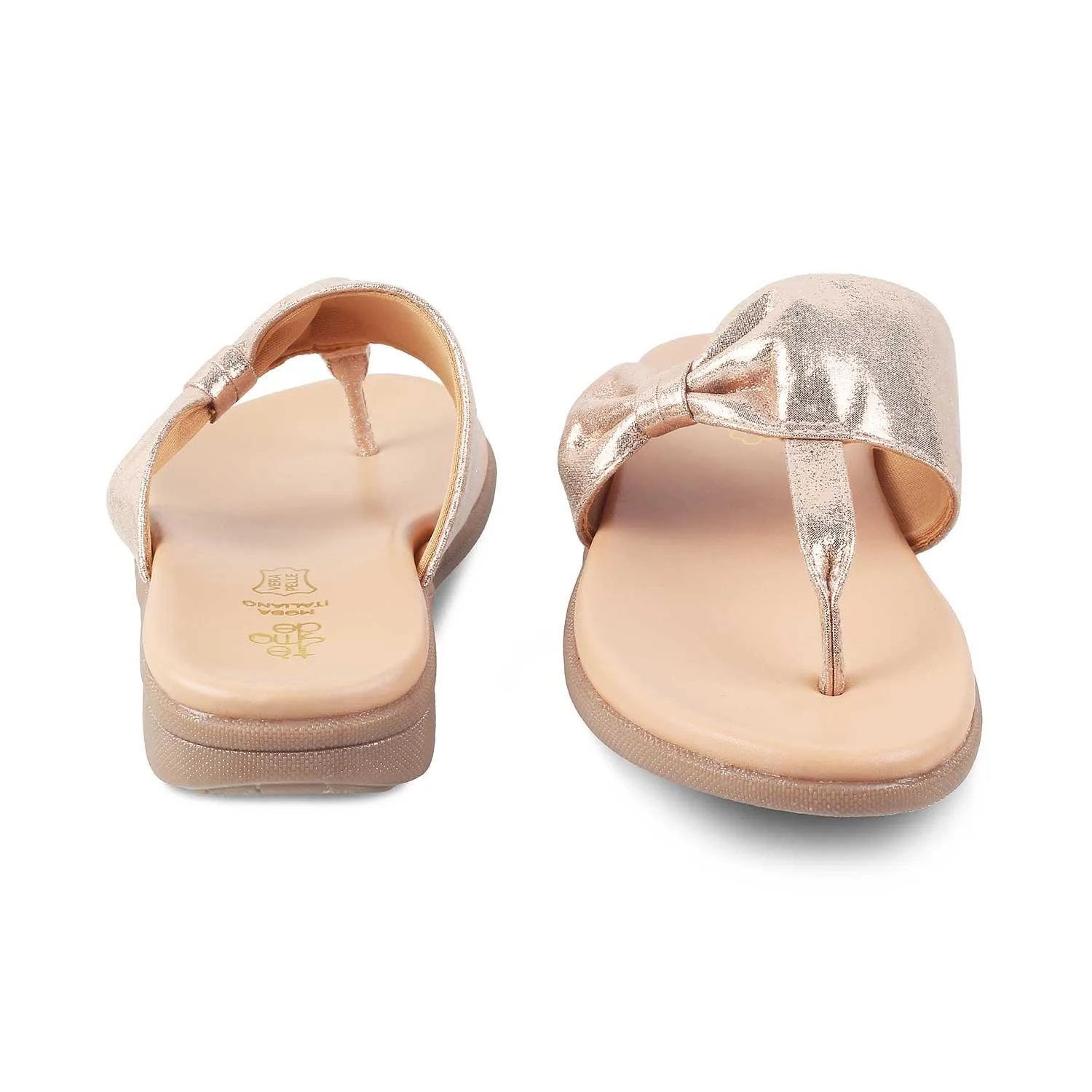 The Bow 2 Champagne Women's Casual Flats Tresmode Sandals Shoes