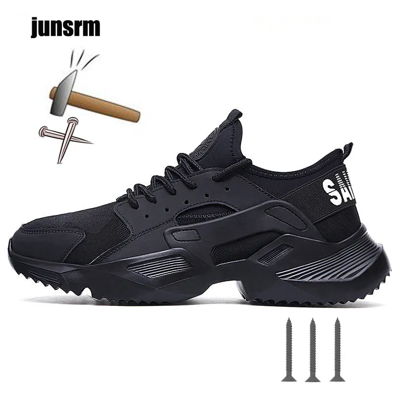The New 36-46 Lightweight safety shoes men shoes steel toe Anti-crush work breathable sneakers wear-resistance work shoes Work Boots Side Zip