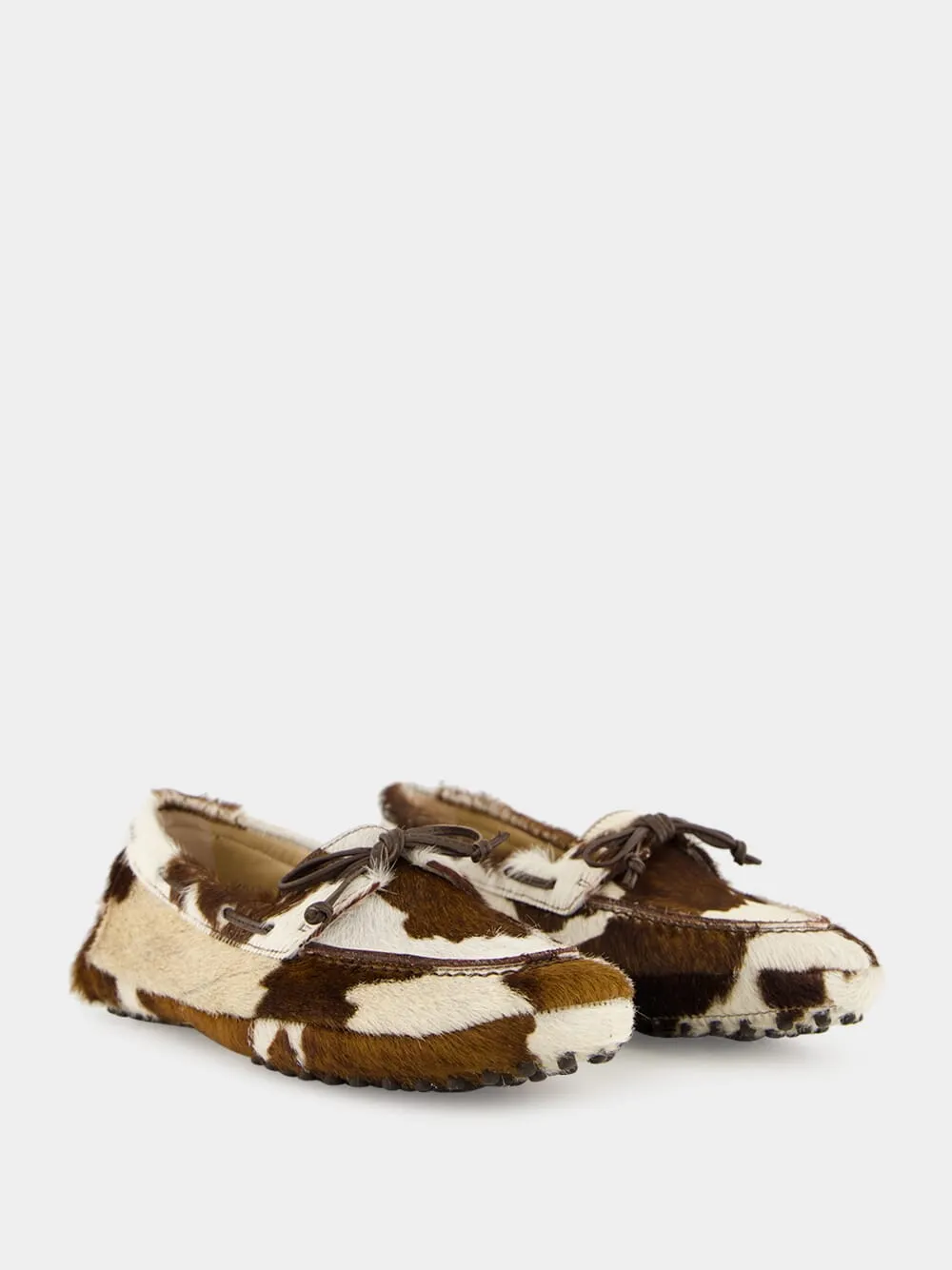 Cow Print Calf Hair Driver Moccasins Sandals Loafers