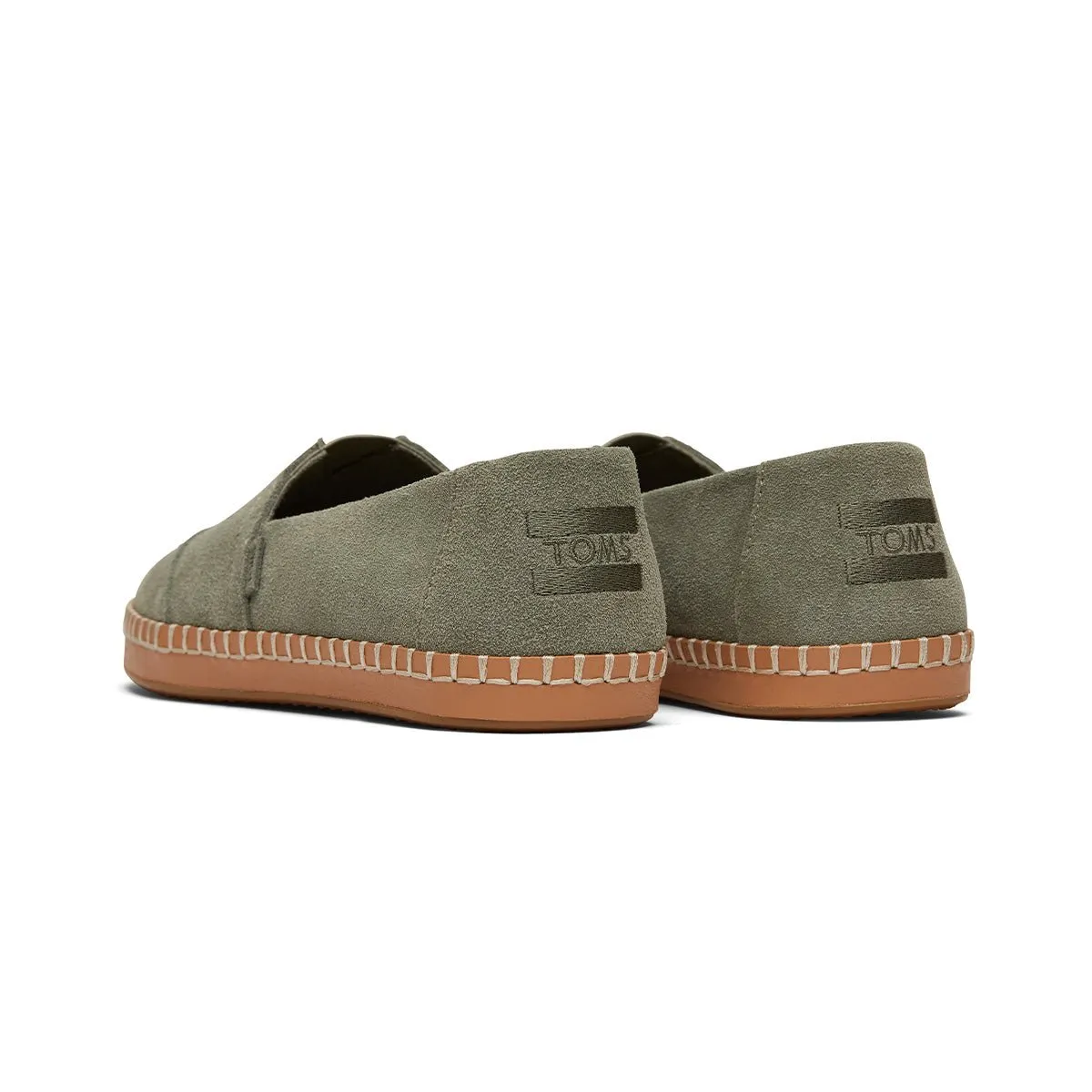 TOMS Espadrille Alpargata Leather Wrap Women - Vetiver Grey Suede Canvas Nike Women Slip On Sneakers Size 7 Pink