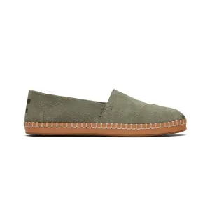 Propet Slip On Shoes TOMS Espadrille Alpargata Leather Wrap Women - Vetiver Grey Suede Canvas