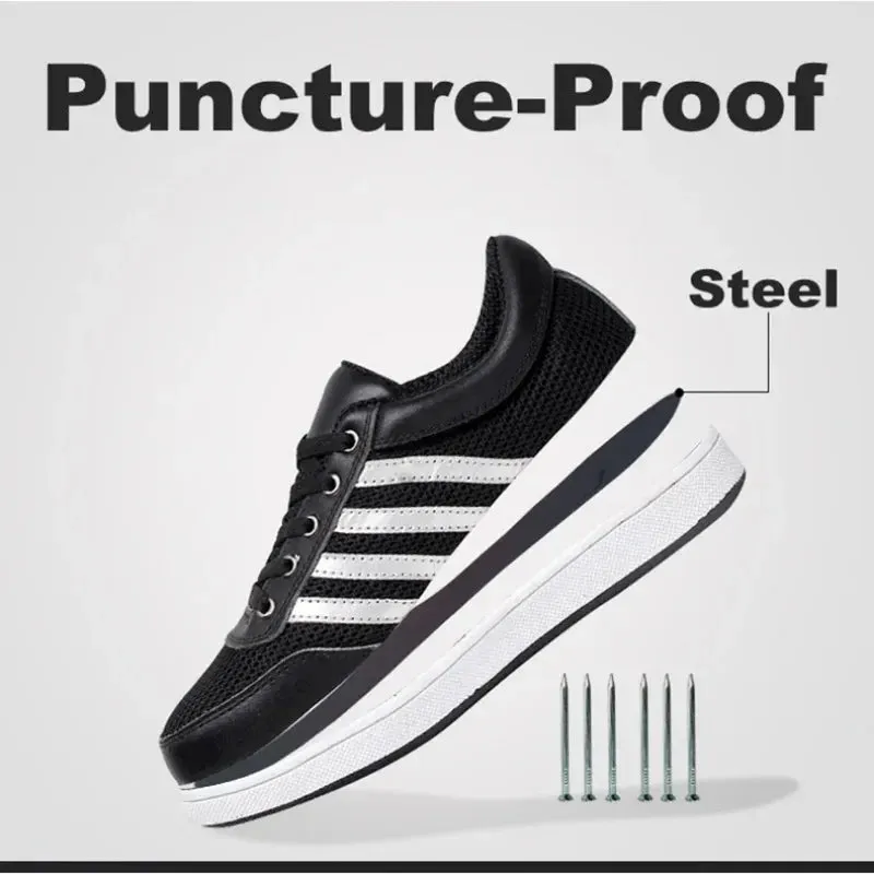 Black Leather Construction Work Safety Shoes Men Steel Toe Terra Work Boots