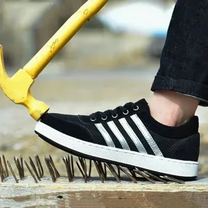 Best Work Boots For Wide Feet Black Leather Construction Work Safety Shoes Men Steel Toe