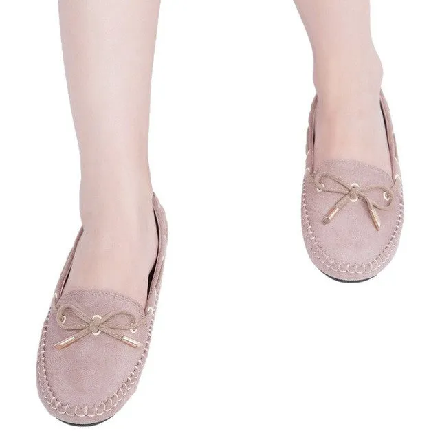 Top Sale Elegant Women Flat Shoes Fashion Summer Spring Bowtie Loafers Ladies Suede Slip On Lady Ballet Shoes Soft moccasins Loafers Cocktail Bar