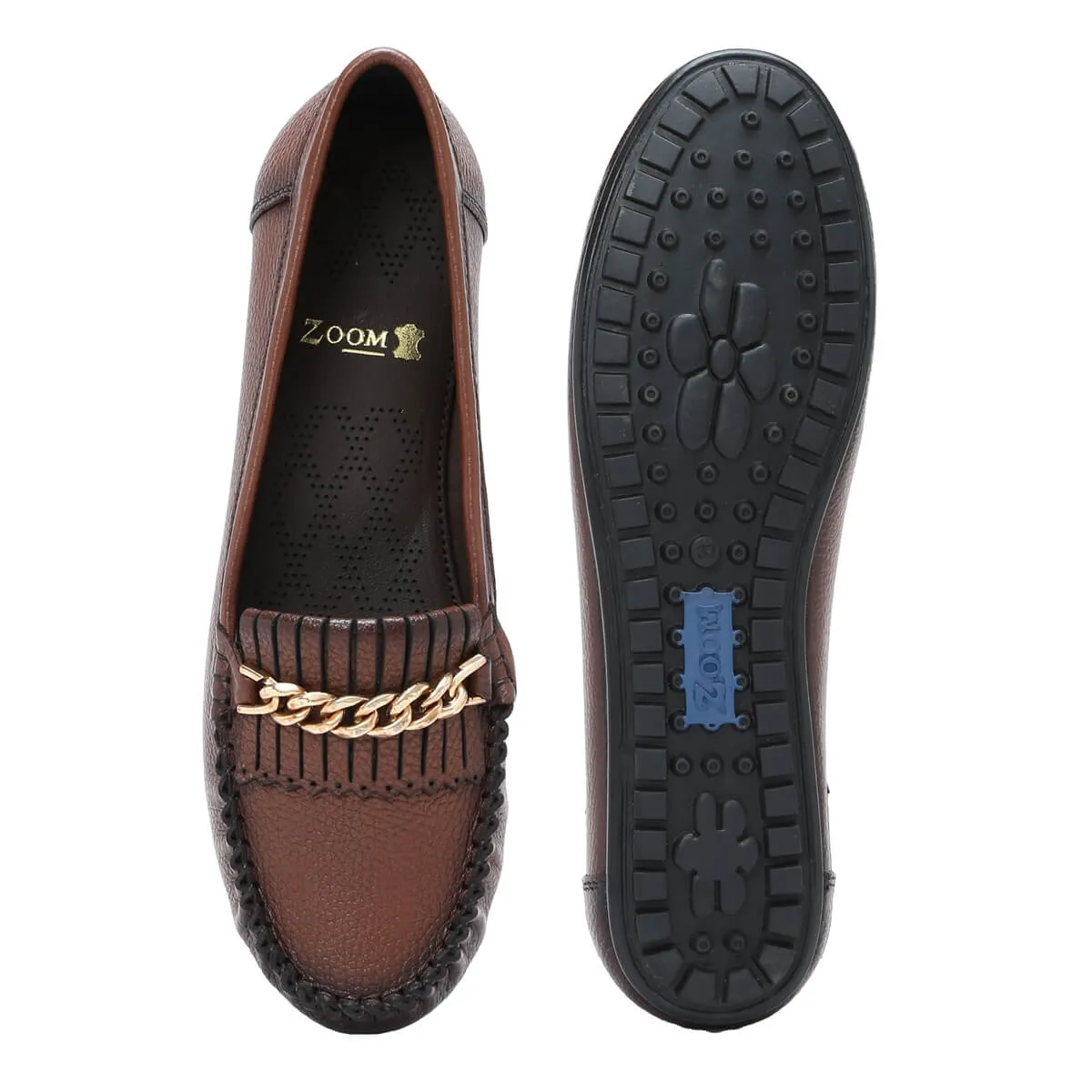 Trendy Chain Design Loafers for Women Fendy Loafers Jeans