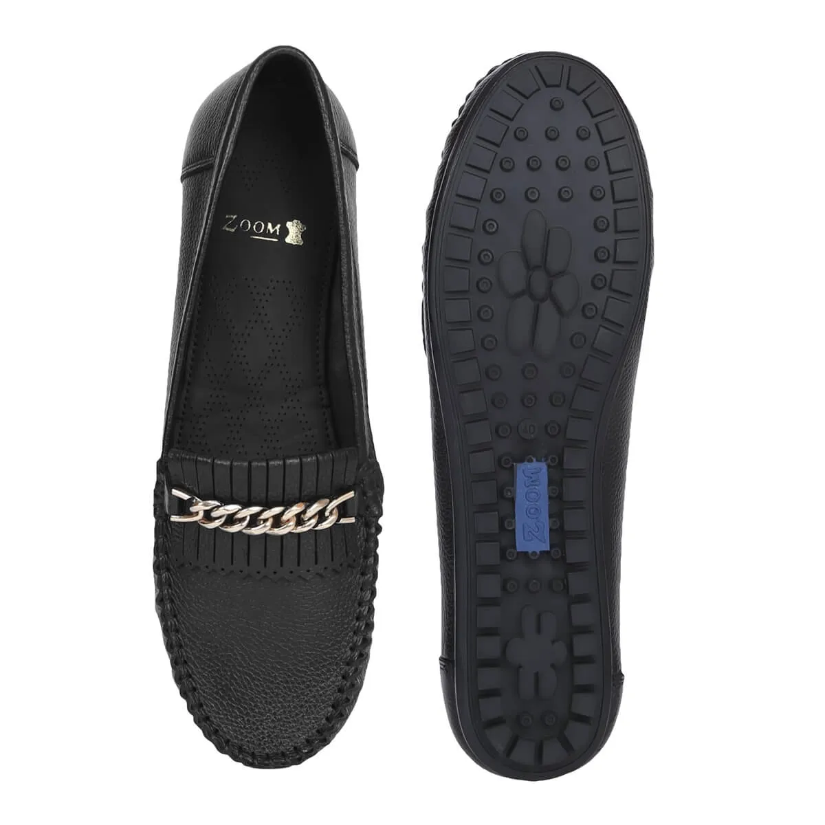 Trendy Chain Design Loafers for Women Fendy Original Penny Loafers With Penny