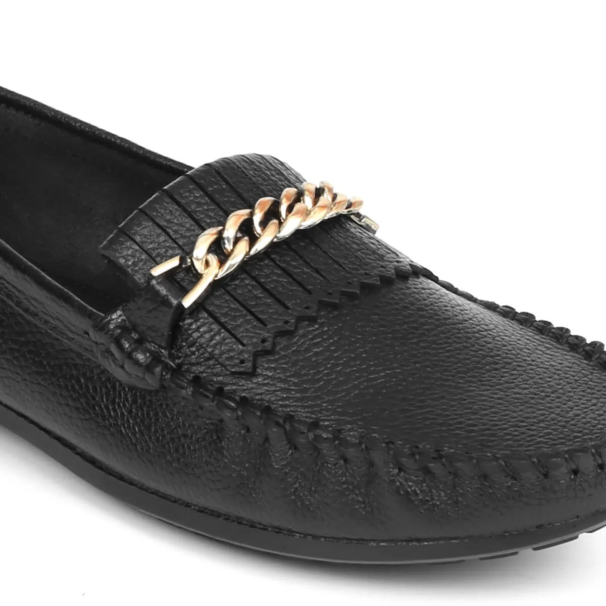 Trendy Chain Design Loafers for Women Fendy Old Maine Trotters Loafers