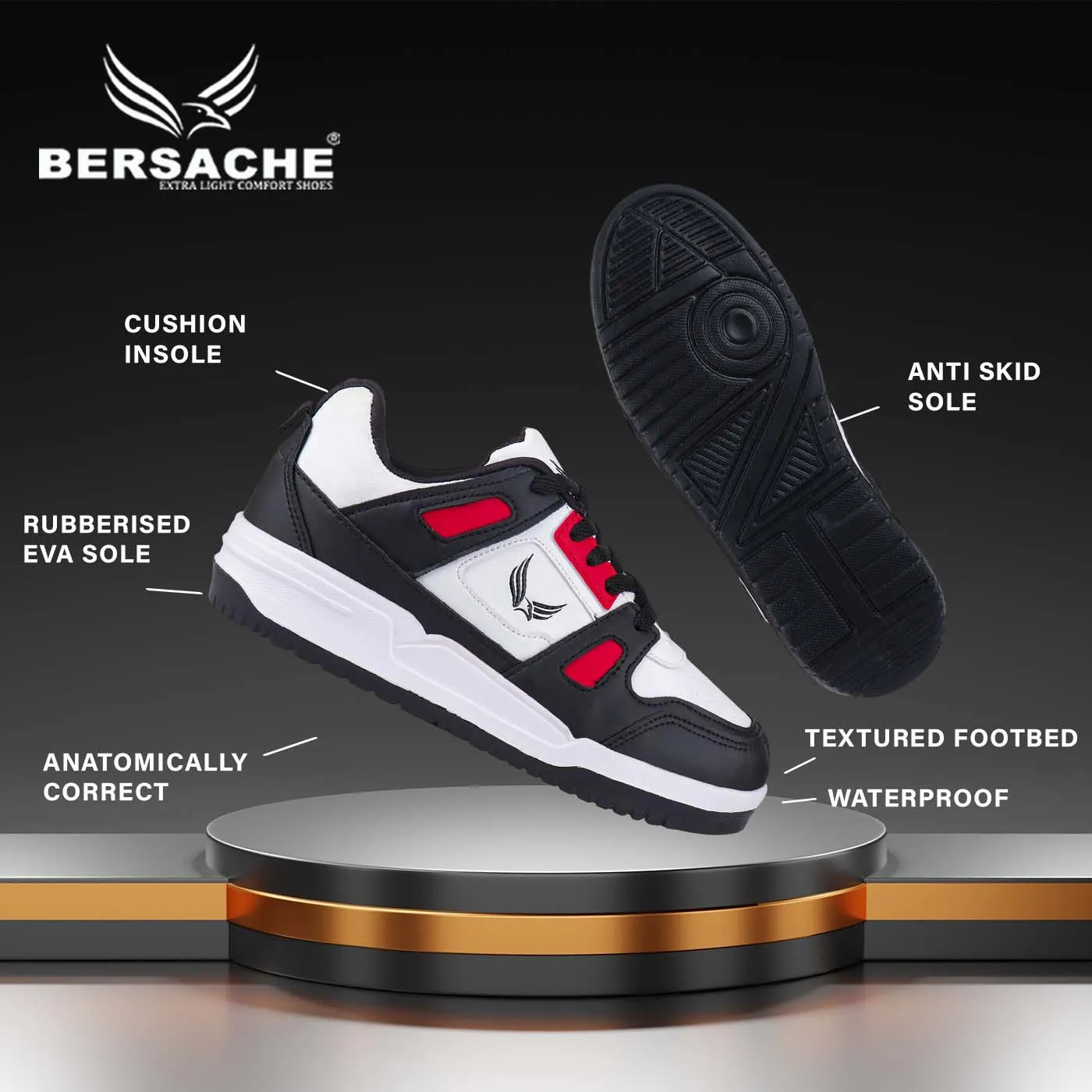 Bersache Premium Sports ,Gym, Trending Stylish Running Shoes For Men (9166-Red) Golden Retriever Slippers