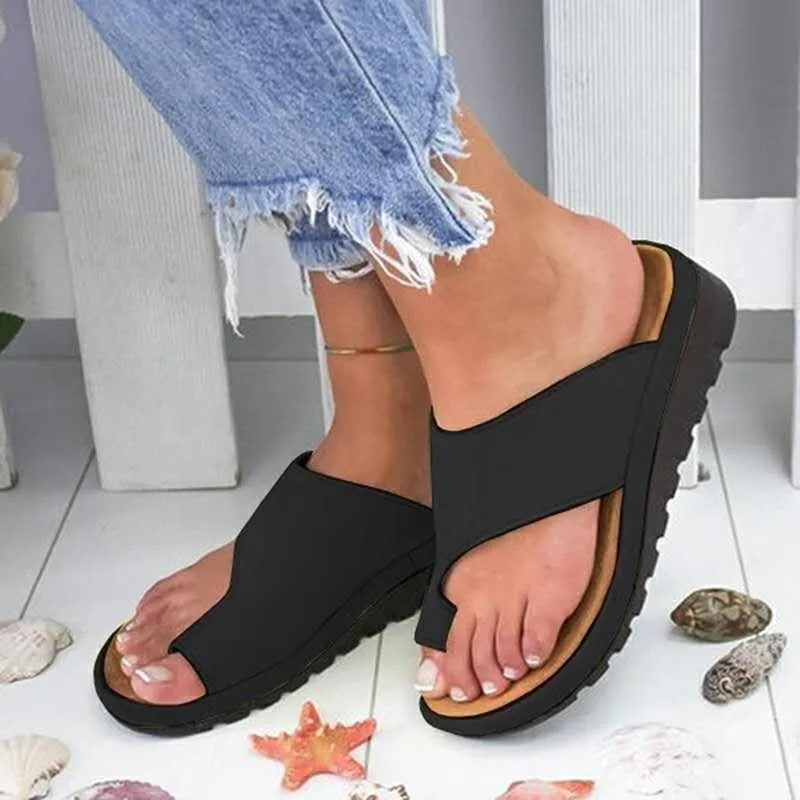 Slippers Nearby Classy Breathable Leather Platform Open Toe Comfortable Slippers