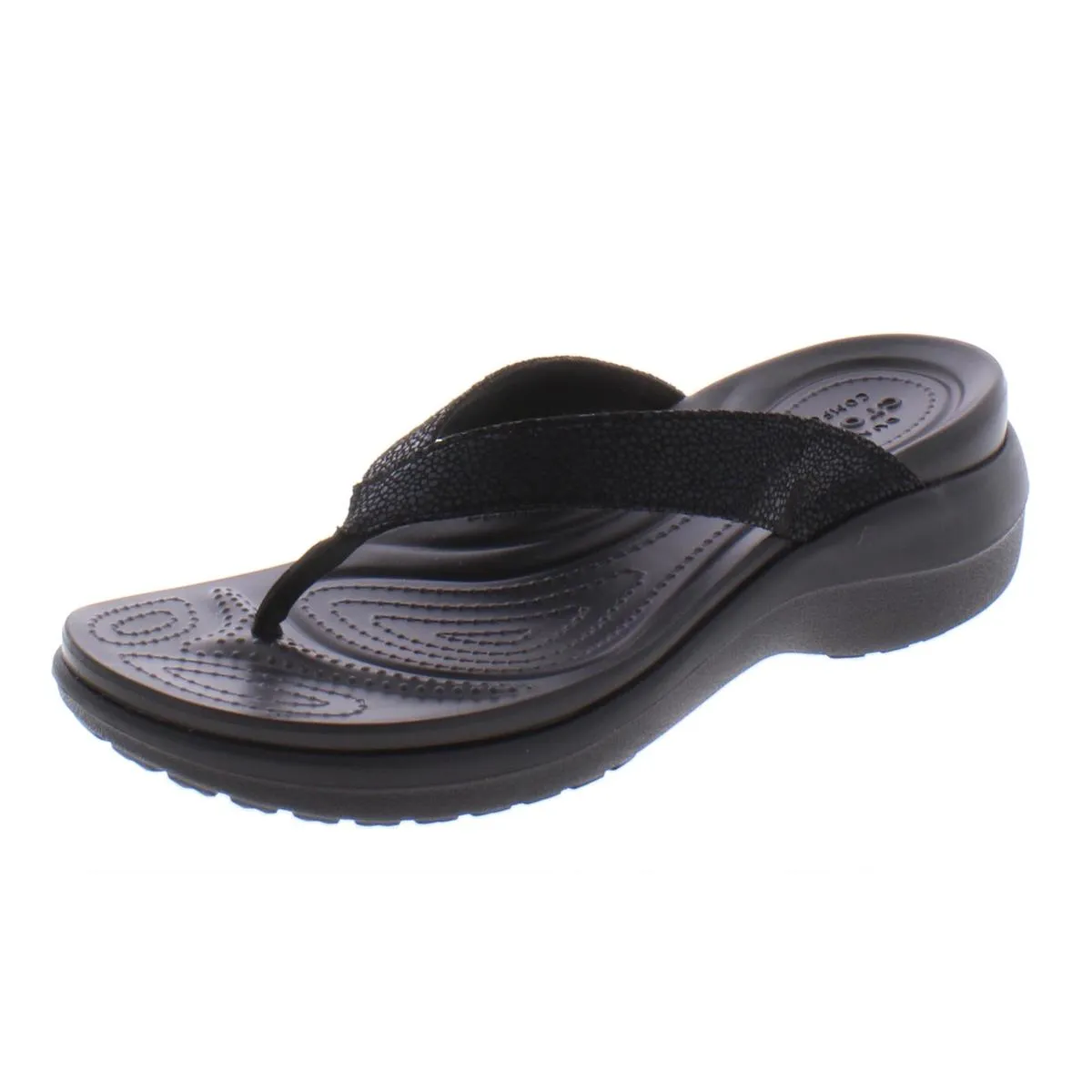 Crocs Womens Capri Slip on Wedge Flip-Flops Rainbow Flip Flops Lifetime Guarantee