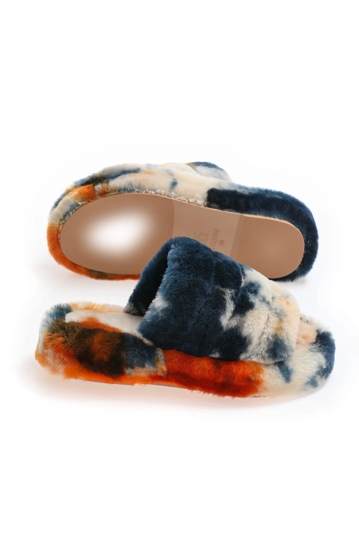 Slippers For Sale Women's Shearling Slippers, Orange Multicolor Wool