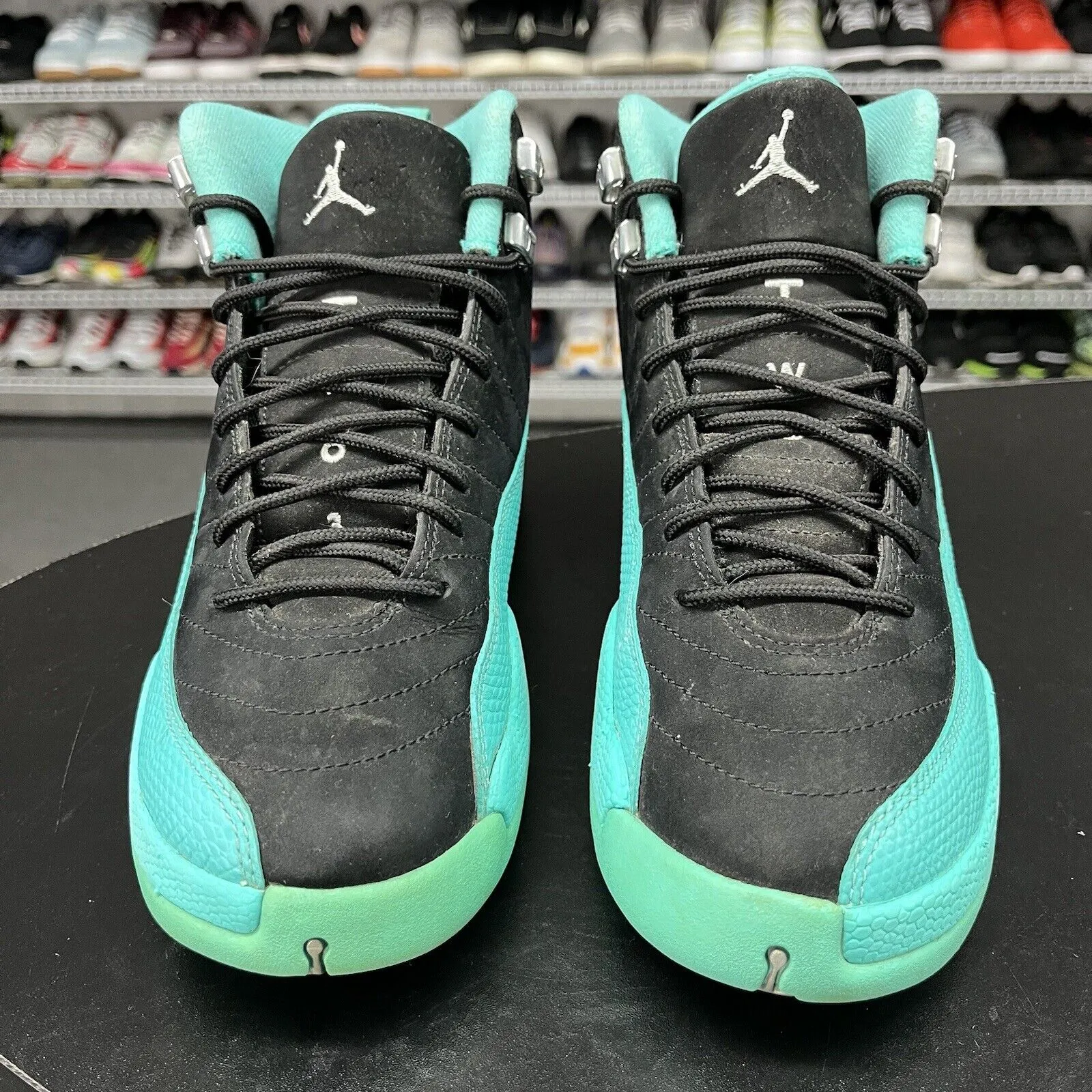 Nike Air Jordan 12 Shoes Retro Hyper Jade Black Sneakers 510815-017 Boys Size 7.5Y Asics Gel-excite 11 Running Shoes