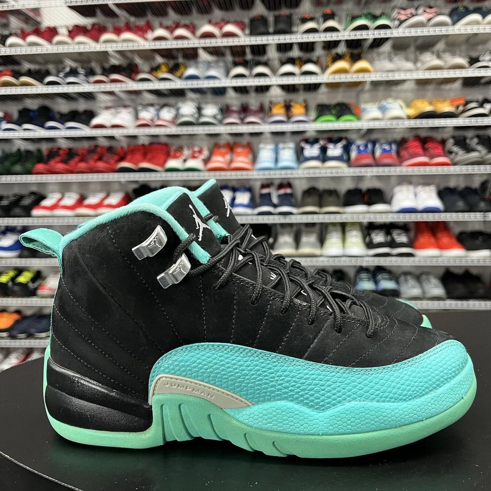 Nike Air Jordan 12 Shoes Retro Hyper Jade Black Sneakers 510815-017 Boys Size 7.5Y Asics Wrestling Shoes 2018