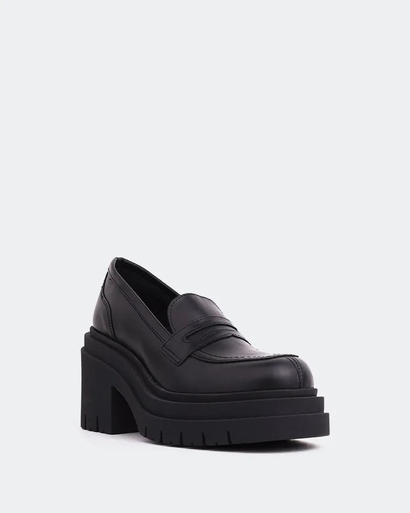 Cute Loafers For Work Chip Black Leather